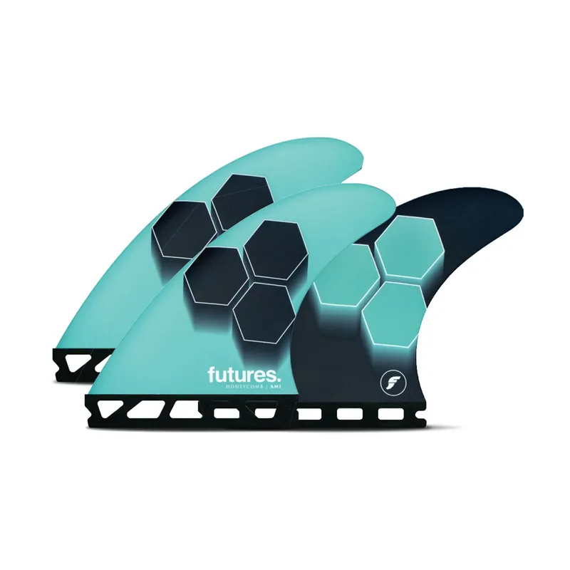 Meistverkauft FUTURES Thruster Fin Set AM1 Al Merrick Honeycomb M Turquoise 5.8