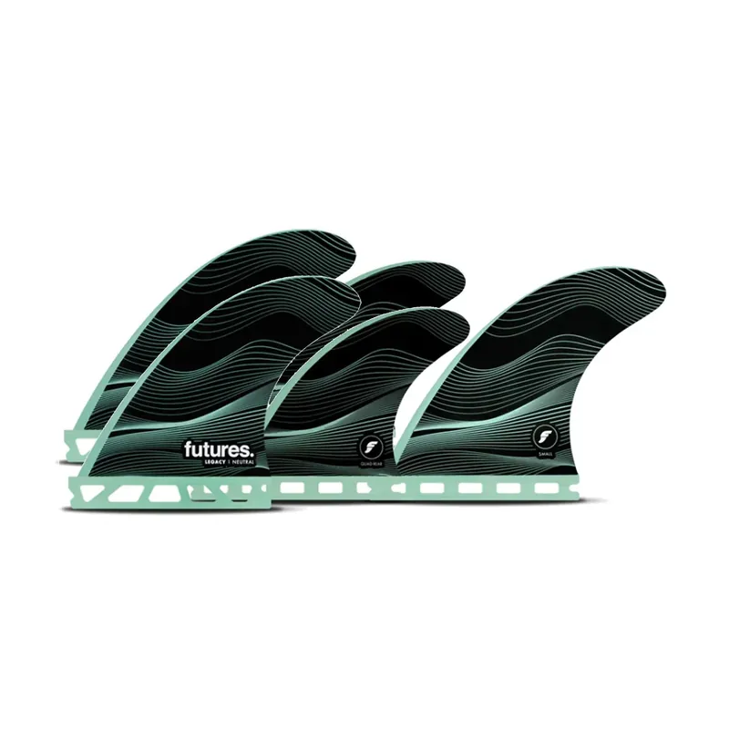 Letzte Chance FUTURES Quad Thruster 5 Fin Set Legacy Honeycomb Green